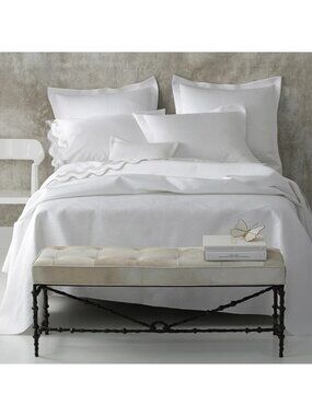 NWT Matouk Alba Quilt Egyptian Cotton Sateen Set White Size Full/Queen
